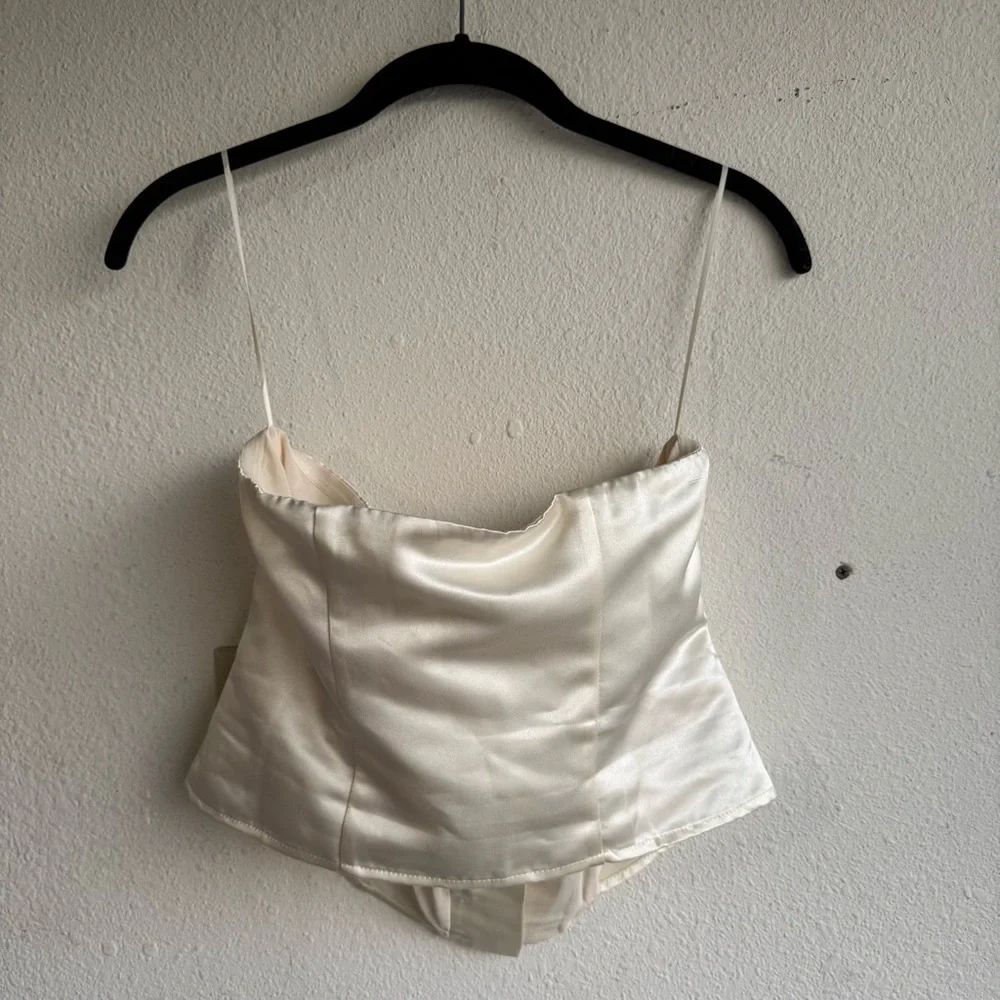 Reformation x New York City Ballet Jaclyn Cream Satin corset Top size 8 - Picture 4 of 7